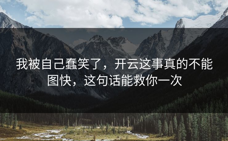 我被自己蠢笑了，开云这事真的不能图快，这句话能救你一次