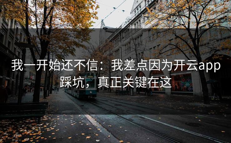 我一开始还不信：我差点因为开云app踩坑，真正关键在这